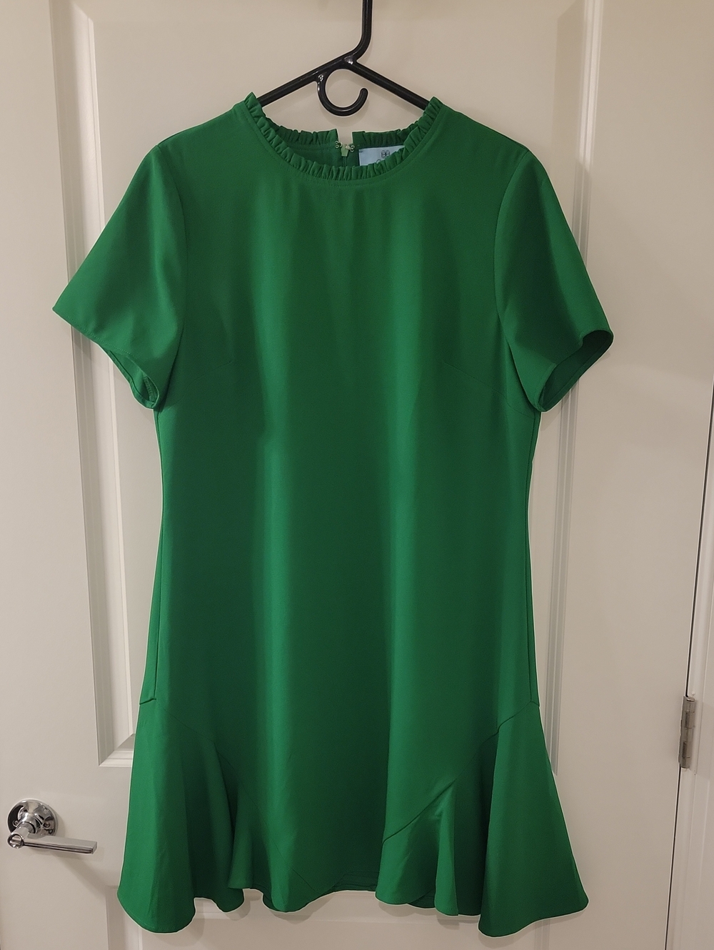 CeCe Emerald Green Short Sleeve Ruffle-Hem Midi Dress